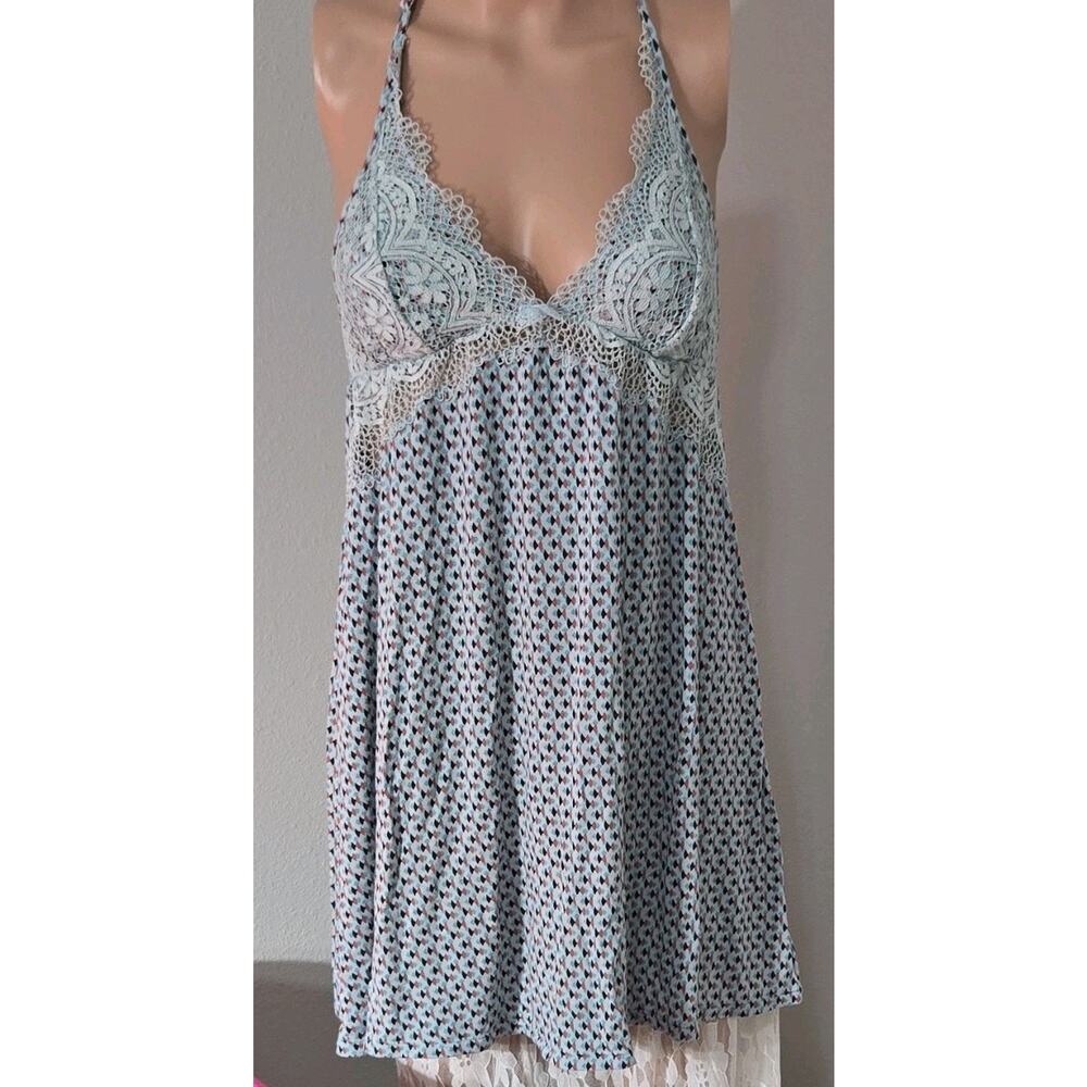 Victoria's Secret Lace Full Slip S/P Women Sheer Geometric Blue Pink Black